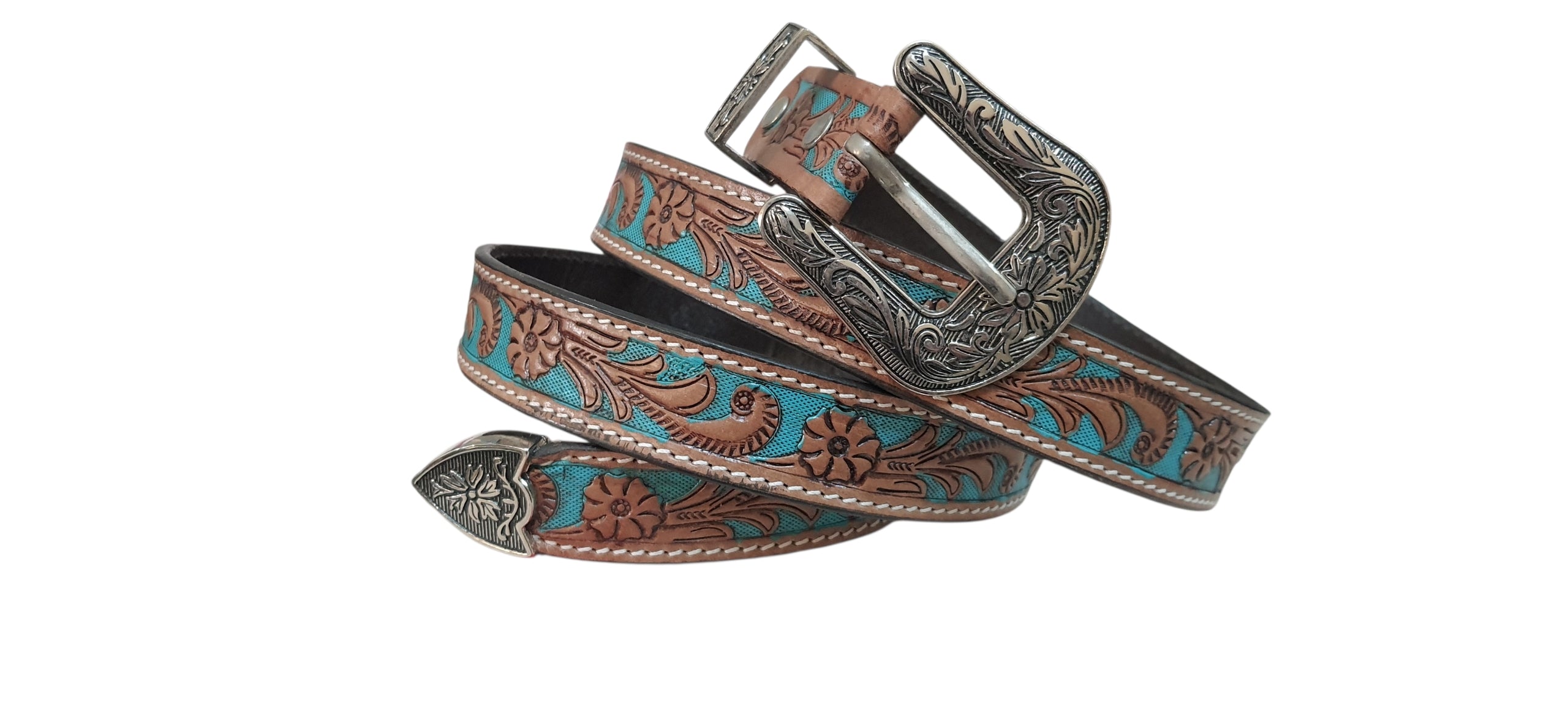 HAND CARVED WESTERN STYLE LEATHER BELT