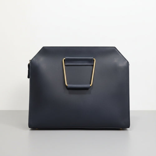 Blue Handbag with Metal handle