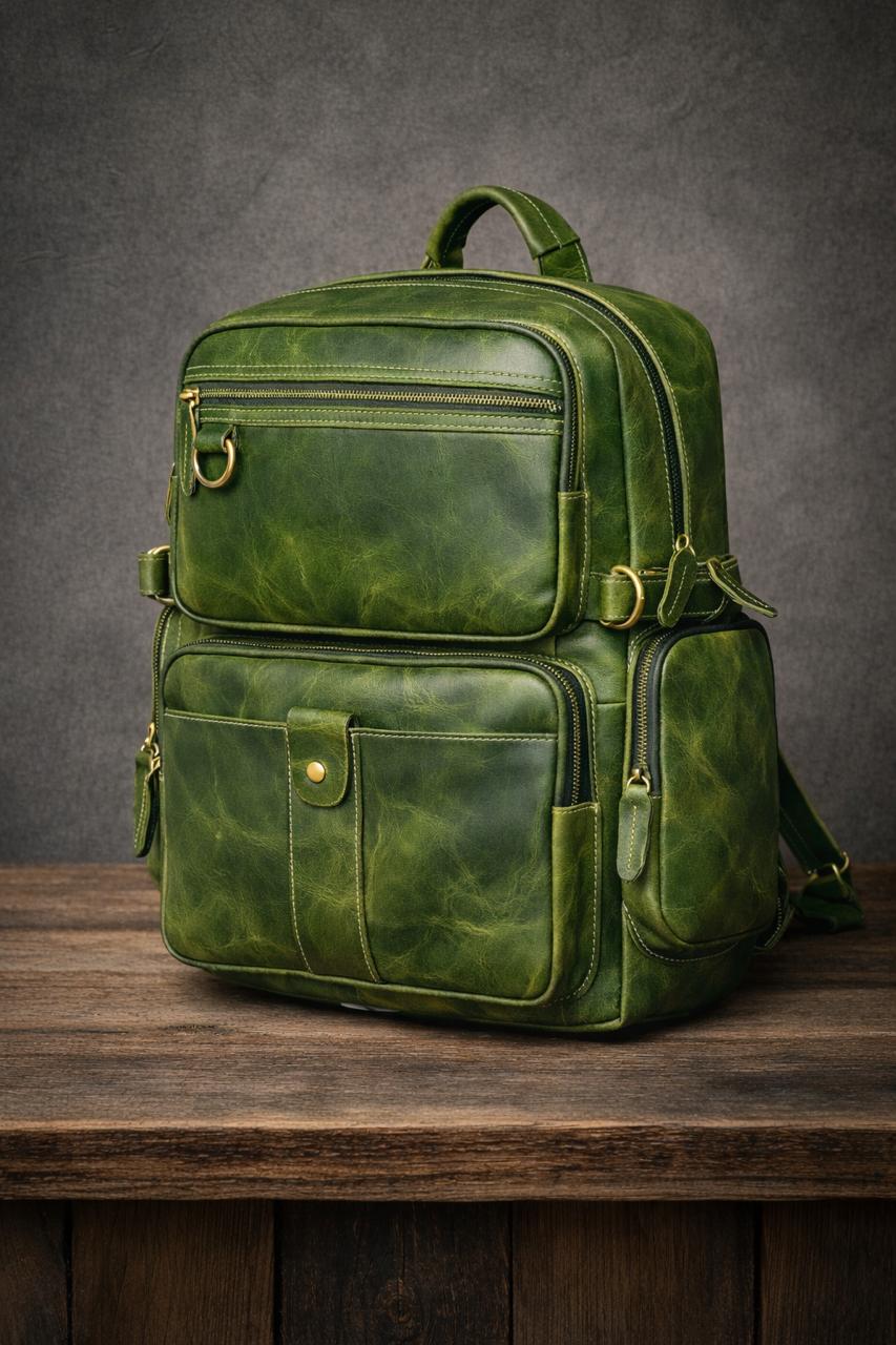 LEATHER BAGPACK WITH LAPTOP